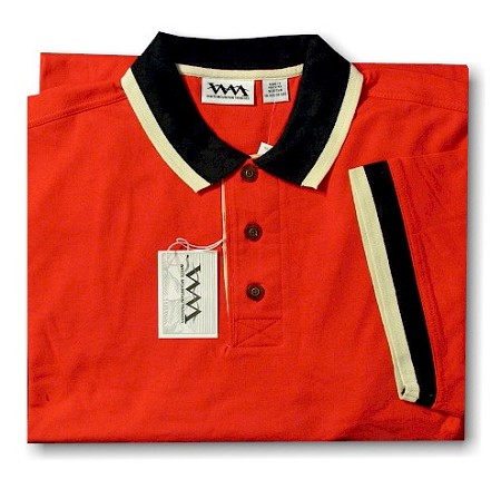 #310116. L TALL. RED Retail $  48.00 Short Sleeve by WHITE MOUNTAIN. JERSEY POLO W/TIP Whs A:  1