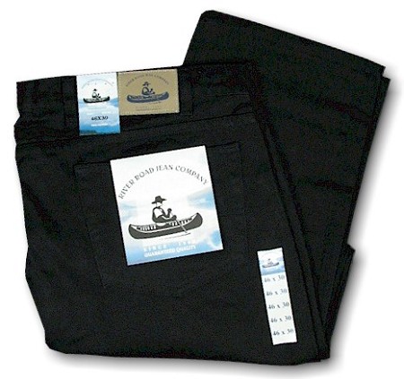#087470. 60 32. BLACK Retail $  48.00 Cotton Jean by GRAND RIVER. DENIM RELAXED JEAN <font face=arial size=2><BR>Special Order Item.</font> <B>Item stocked by River Road.  Allow an extra 5 days for handling.</B>