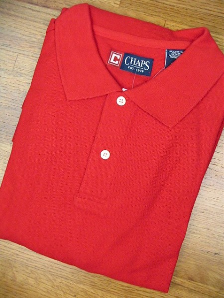 #286707. 2XL BIG. RED Retail $  47.50 Short Sleeve by CHAPS. SOLID PIQUE POLO Whs A:  1