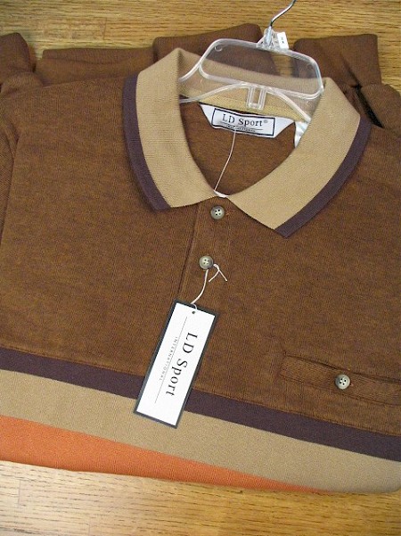 #350963. XL BIG. BRONZE Retail $  39.00 Long Sleeve by PALMLAND. HORIZ CHEST STRP PCD Whs A:  1
