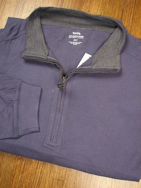 #339063. XL TALL. BLUE Retail $  33.00 Long Sleeve by WHITE MOUNTAIN. SUEDED JERSEY 1/4 ZIP Whs A:  6