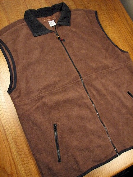 #343327. L TALL. MOCHA Retail $  39.00 Outerwear by WOOD LAND TRAIL. POLAR FLEECE ZIP VEST Whs A:  4