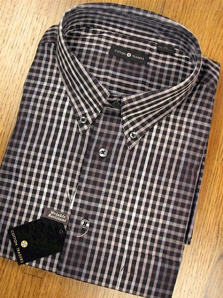 #336372. 2XL BIG. BLACK Retail $  49.00 Long Sleeve Cotton by CTTON TRADERS. B.D. CHECK Whs A:  4