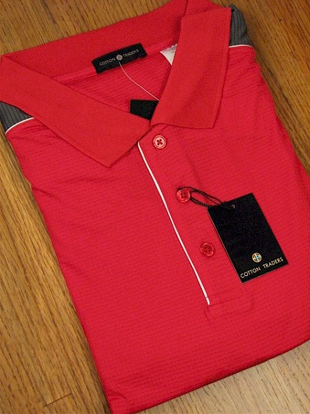 #340007. 2XL BIG. RED Retail $  49.00 Short Sleeve Stay Dry by CTTON TRADERS. PIECED TECH 3-BUTTON Whs A:  2