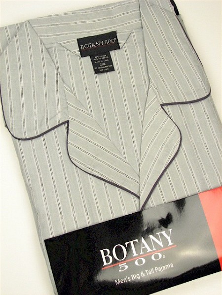 #354457. 5XL BIG. CHARCOAL Retail $  33.00 Pajamas by BOTANY 500. LONG SLV PANT STRIPE Whs A:  7