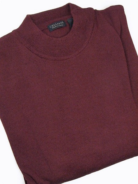 #306182. 4XL TALL. BURGUNDY Retail $  69.00 Sweaters by CELLINI. MOCK MERINO BLEND