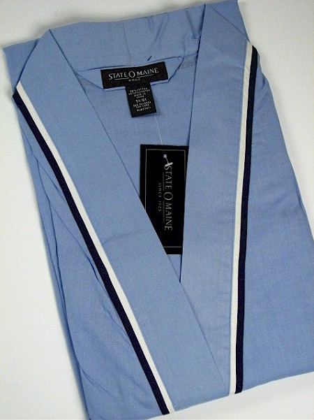 #356644. 2XL TALL. BLUE Retail $  45.00 Robes by STATE-O-MAINE. SOLID WOVEN KIMONO Whs A: 10