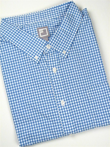 #317425. 4XL BIG. BLUE Retail $  60.00 Long Sleeve Cotton by FAMOUS MAKER. 80S 2-PLY GINGHAM Whs A:  9