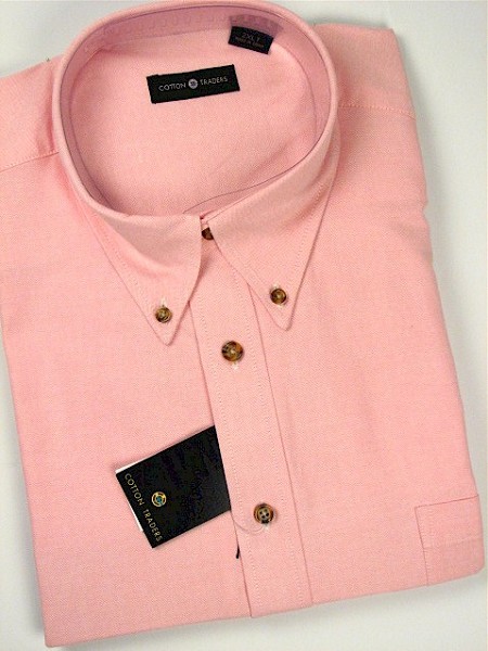 #059673. 4XL BIG. PINK Retail $  46.00 Short Sleeve by CTTON TRADERS. SOLID OXFORD B.D.