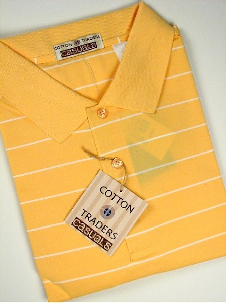 #300683. 2XL BIG. MELON Retail $  49.00 Short Sleeve Stay Dry by CTTON TRADERS. WICKING KNIT STRIPE Whs A:  2