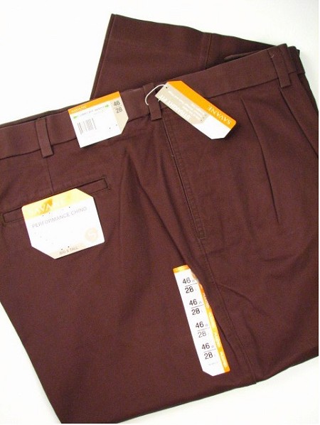 #302959. 54 32. COFFEE Retail $  75.00 Cotton Casual Pants by SAVANE. PERFORMANCE PLEAT Whs A:  1