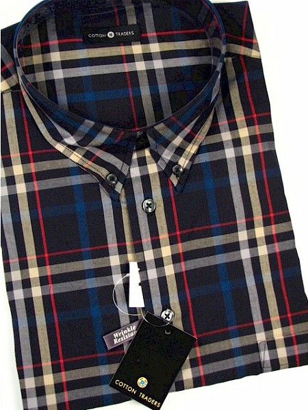 #210209. 3XL TALL. BLACK Retail $  48.00 Long Sleeve Cotton by CTTON TRADERS. WRINKLE RESIST Whs A:  2
