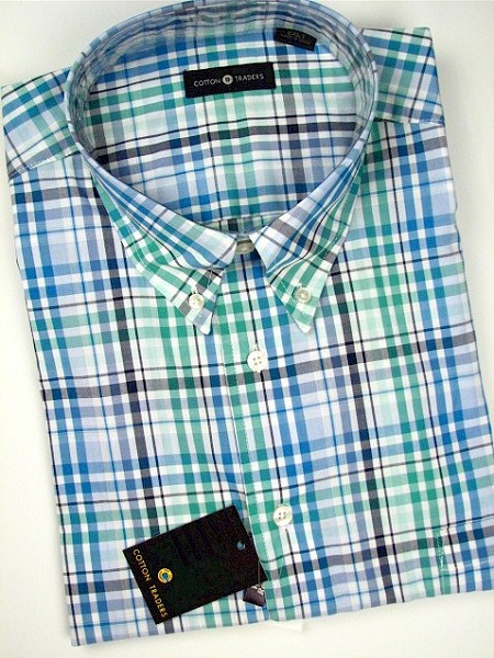 #351728. 2XL TALL. SEAFOAM Retail $  48.00 Short Sleeve by CTTON TRADERS. EASY CARE CHECK Whs A:  2