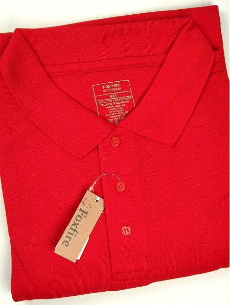 #061360. 3XL TALL. RED Retail $  42.00 Short Sleeve Pocket by FOXFIRE. SS POCKET PIQUE POLO Whs A:  2
