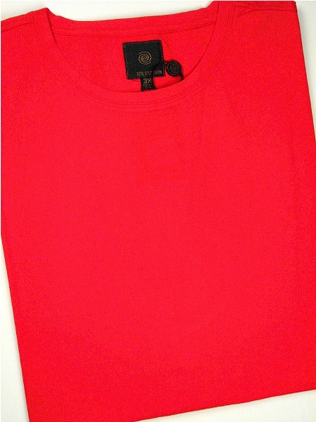 #353410. 4XL BIG. RED Retail $  45.00 Short Slv No Pocket by FX DESIGN. COTTON/SPANDEX TEE Whs A:  1