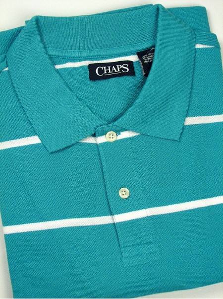 #347361. 2XL TALL. AQUA Retail $  54.00 Short Sleeve by CHAPS. PIQUE STRIPE Whs A:  1