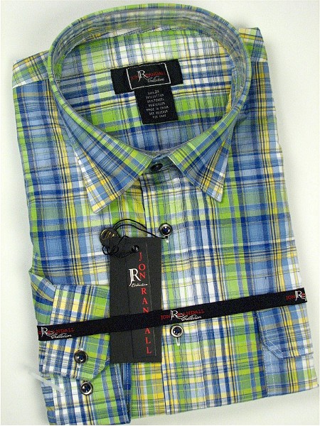 #169989. 2XL BIG. YELLOW Retail $  75.00 Long Sleeve 2-pkt by JON RANDALL. BLUE 2-POCKET UB Whs A:  1