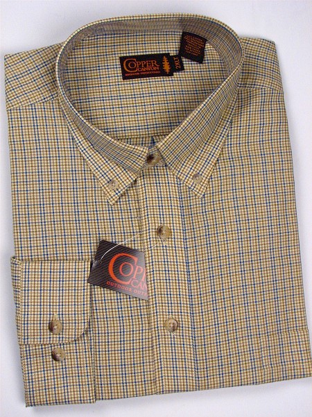 #032045. XL TALL. YELLOW Retail $  55.00 Long Sleeve BD/BU by COPPER COVE. 1-POCKET PLAID B.D. Whs A:  1