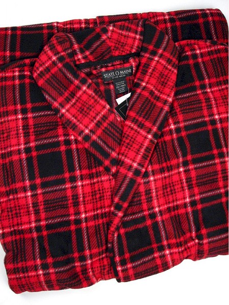 #345545. 3XL TALL. RED Retail $  50.00 Robes by STATE-O-MAINE. POLY FLUFF ROBE PLAID Whs A:  2