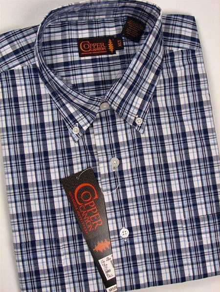 #117333. XL TALL. BLUE Retail $  50.00 Short Sleeve BD/BU by COPPER COVE. 2-POCKET SHORT SLV BD Whs A:  2