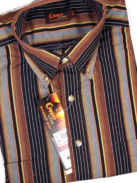 #342775. XL TALL. BROWN Retail $  50.00 Short Sleeve BD/BU by COPPER COVE. 2-POCKET SHORT SLV BD Whs A:  1