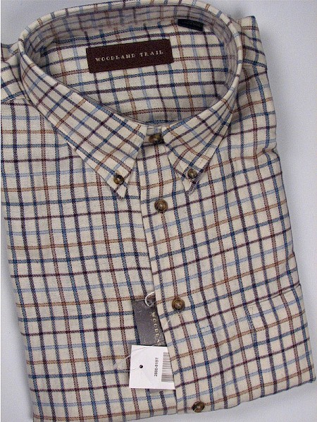 #191074. 2XL BIG. NATURAL Retail $  48.00 Long Sleeve Flannel by WOOD LAND TRAIL. BRUSHED WOVEN LONGSLV Whs A:  2