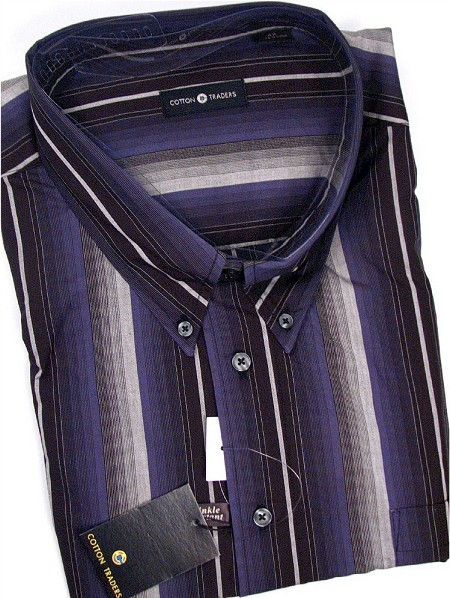 #057091. 2XL TALL. COBALT Retail $  48.00 Long Sleeve Cotton by CTTON TRADERS. WOVEN LONG SLEEVE Whs A:  3