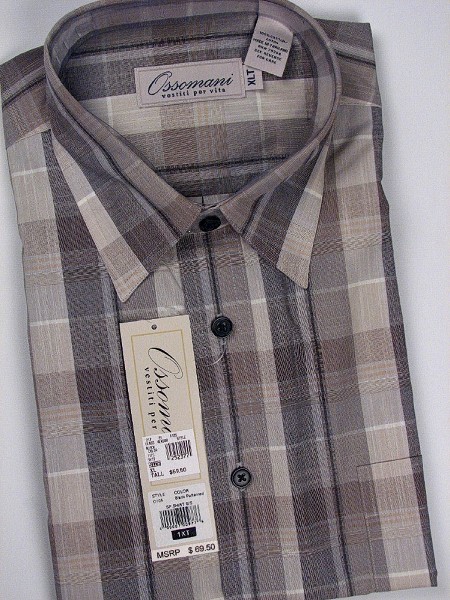 #252377. XL TALL. BLACK Retail $  69.50 Short Sleeve Updated by OSSOMANI. TONAL CONTEMPORARY Whs A:  1