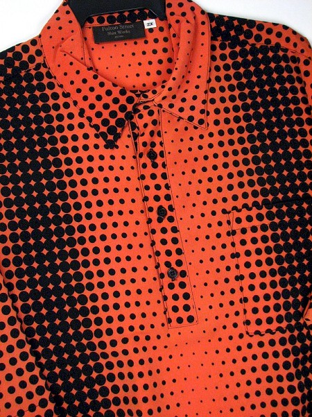 #193089. 2XL BIG. ORANGE Retail $  46.00 Short Sleeve by FULTON STREET. ABSTRACT BANDED SS Whs A:  1
