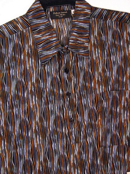 #210821. 3XL BIG. BLUE Retail $  46.00 Short Sleeve by FULTON STREET. ABSTRACT BANDED SS Whs A:  9