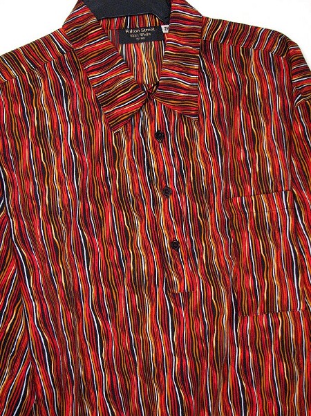 #174053. 3XL BIG. RED Retail $  46.00 Short Sleeve by FULTON STREET. ABSTRACT BANDED SS Whs A:  2