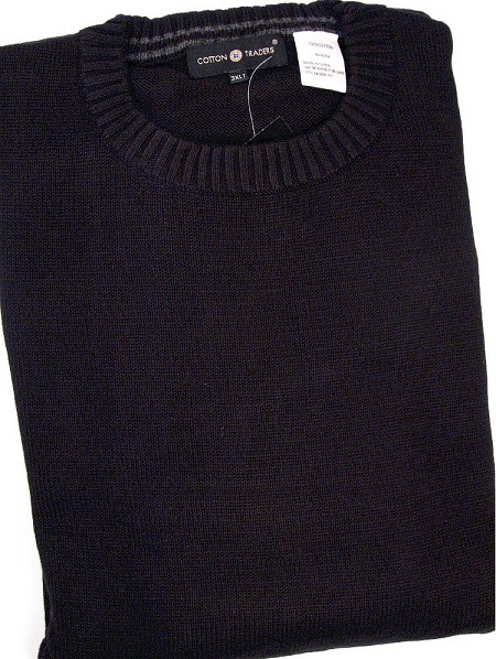 #065285. 2XL TALL. BLACK Retail $  55.00 Sweaters by CTTON TRADERS. CREWNECK SOLID SWEATR Whs A:  1
