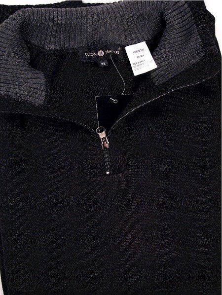 #111896. 2XL TALL. BLACK Retail $  65.00 Sweaters by CTTON TRADERS. QTR ZIP SIDE PANL SWT Whs A:  2