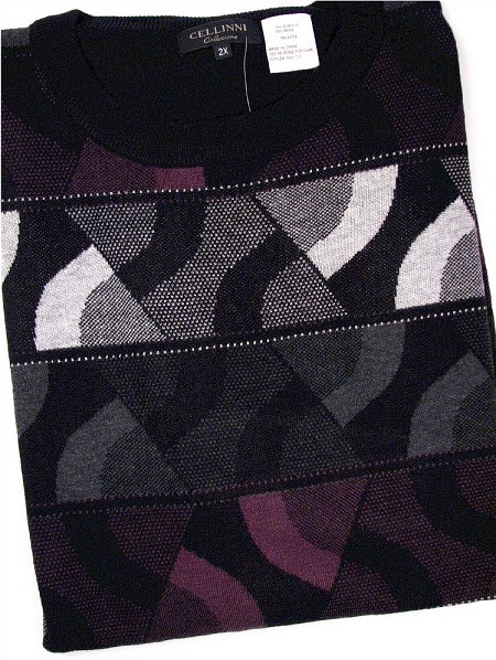 #358381. 2XL TALL. PLUM Retail $  85.00 Sweaters by CELLINI. L/S ALLOVER JACQ SWTR Whs A:  2