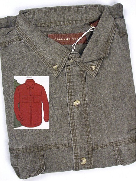 #104889. L TALL. MOSS Retail $  50.00 Long Sleeve 2-pkt by WOOD LAND TRAIL. 2-PKT FLAP L/S SOLID Whs A:  1
