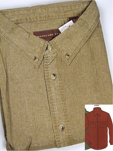 #151935. 2XL TALL. KHAKI Retail $  50.00 Long Sleeve 2-pkt by WOOD LAND TRAIL. 2-PKT FLAP L/S SOLID Whs A:  2