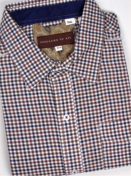 #157128. 3XL TALL. MOCHA Retail $  48.00 Long Sleeve Cotton by WOOD LAND TRAIL. L/S WOVEN SHIRT Whs A:  1