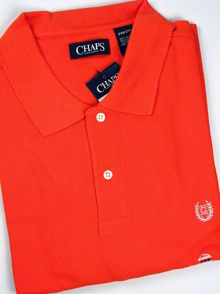 #031105. 2XL TALL. TANGERIN Retail $  48.00 Short Sleeve by CHAPS. SOLID PIQUE POLO Whs A:  1