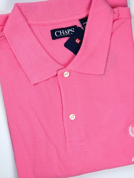 #031147. 2XL BIG. PINK Retail $  48.00 Short Sleeve by CHAPS. SOLID PIQUE POLO Whs A:  1