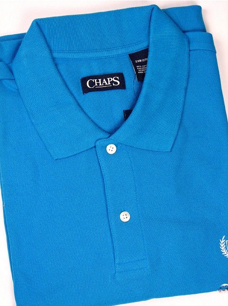 #052898. 2XL BIG. BLUE Retail $  48.00 Short Sleeve by CHAPS. SOLID PIQUE POLO Whs A:  1