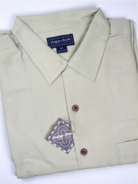 #150974. 4XL BIG. SAGE Retail $  69.00 Short Sleeve Tropical by INDYGO SMITH. SOLID POLY/RAYON CAMP Whs A:  1
