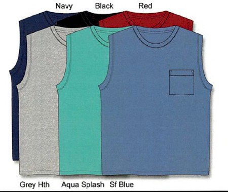 #115098. 2XL BIG. RED Retail $  16.00 Sleeveless Tee by CTTON TRADERS. SLEEVELESS POCKET TEE Whs A:  1