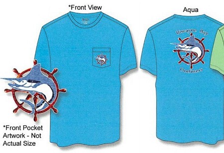 #349015. 2XL BIG. AQUA Retail $  30.00 Short Slv Graphic Tee by BISCAYNE BAY. SCREEN PRINT POCKET T Whs A:  5