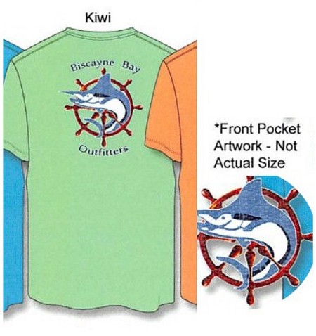 #139445. 2XL TALL. KIWI Retail $  30.00 Short Slv Graphic Tee by BISCAYNE BAY. SCREEN PRINT POCKET T Whs A:  1