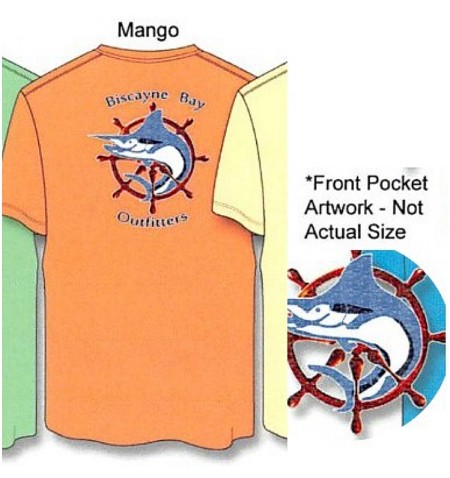 #197841. 3XL TALL. MANGO Retail $  30.00 Short Slv Graphic Tee by BISCAYNE BAY. SCREEN PRINT POCKET T Whs A:  1