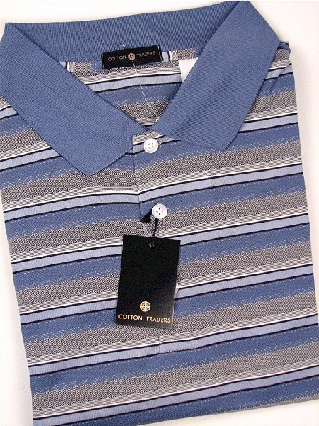 #089896. 2XL BIG. MARINE Retail $  48.00 Short Sleeve Stay Dry by CTTON TRADERS. SS PERFORMANCE STRIPE Whs A:  4