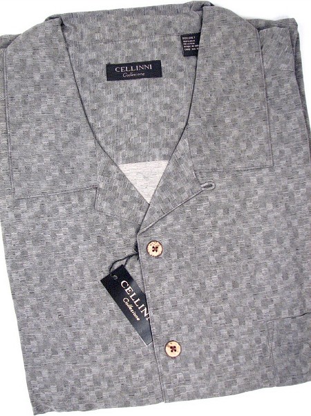#166229. 3XL TALL. BLACK Retail $  75.00 Short Sleeve Updated by CELLINI. TEXTURED SILK CAMP Whs A:  2