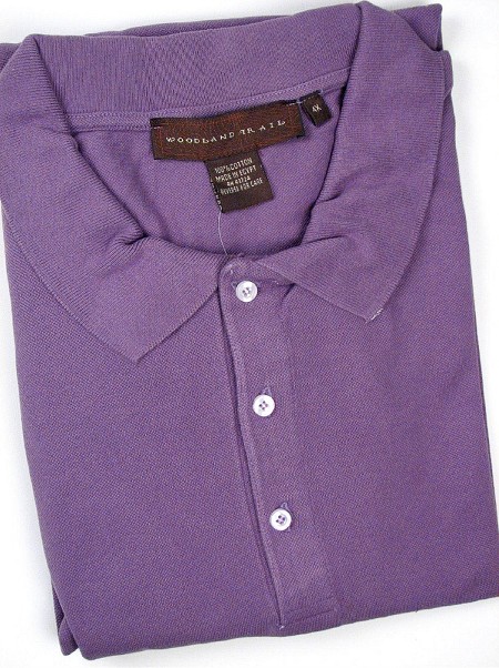 #213172. XL TALL. GRAPE Retail $  45.00 Short Sleeve by WOOD LAND TRAIL. ENZYME WASH PIQUE SS Whs A:  1