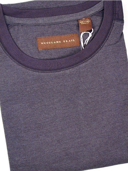 #118789. L TALL. INDIGO Retail $  26.00 Short Slv No Pocket by WOOD LAND TRAIL. JERSEY CREW NO-POCKET Whs A:  2