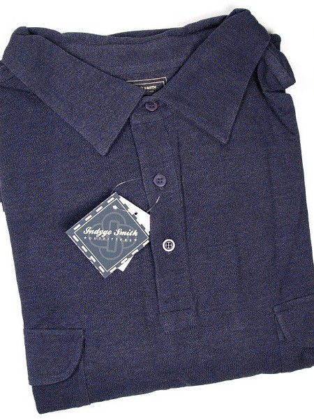 #159652. 2XL BIG. NAVY Retail $  55.00 Long Sleeve by INDYGO SMITH. 2-POCKET PIQUE LS Whs A:  7